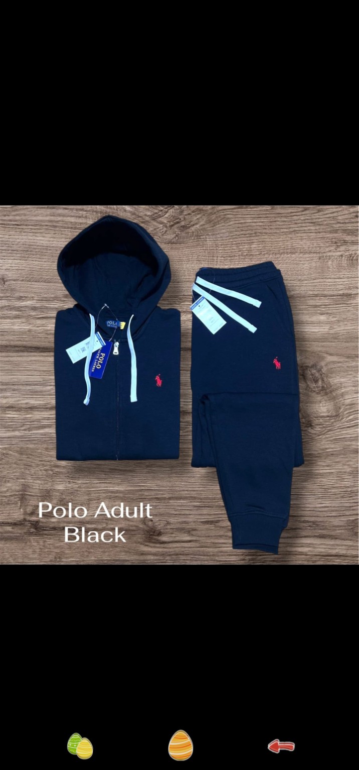 Black Polo Hoodie + Jogger Set
